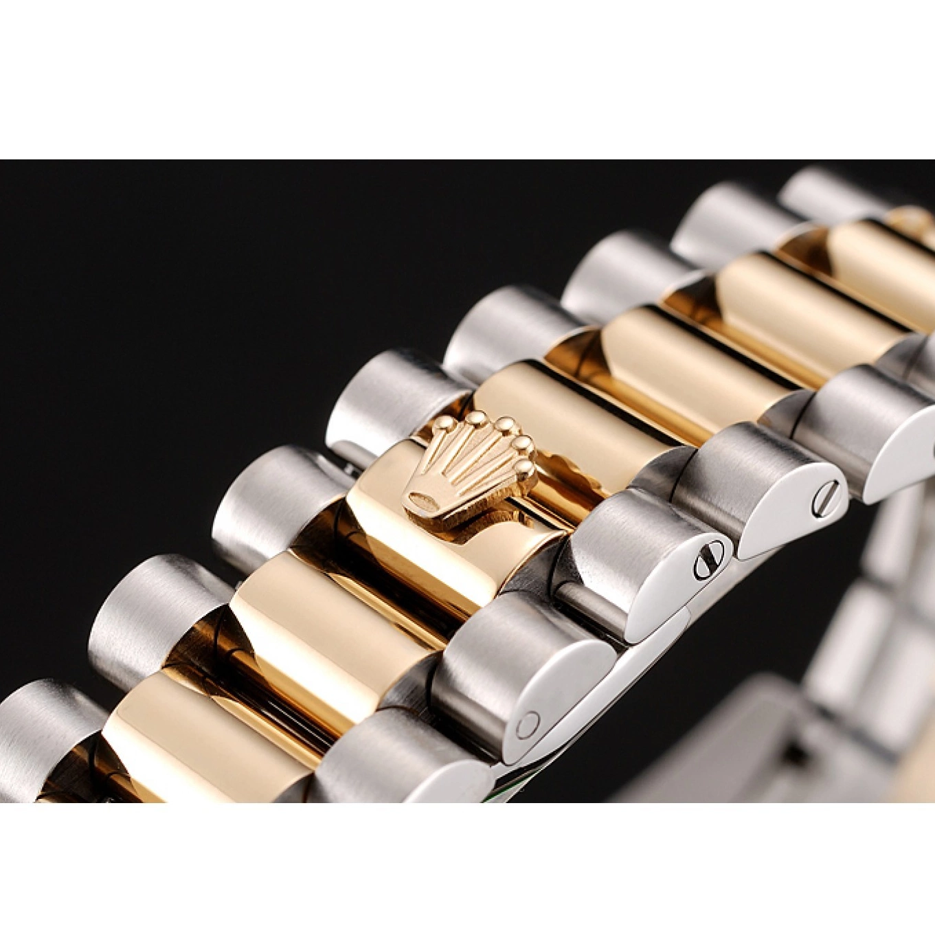 MiroTime 0705 Swiss Rolex Day-Date Champagne Dial Gold Diamond Case Two Tone Stainless Steel Bracelet 1453974